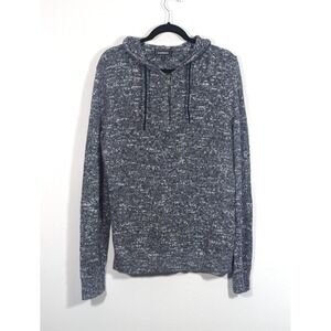 Express Womens‎ Gray Marled Knit Hoodie Sweater L Pullover Half Zip Casual Comfy